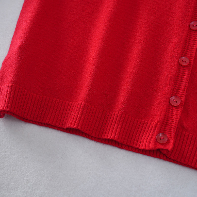 Cárdigan de cuello en V acanalado para mujer | Suéter ajustado con botones | Top de punto informal | Venta al por mayor y personalización de fábrica
