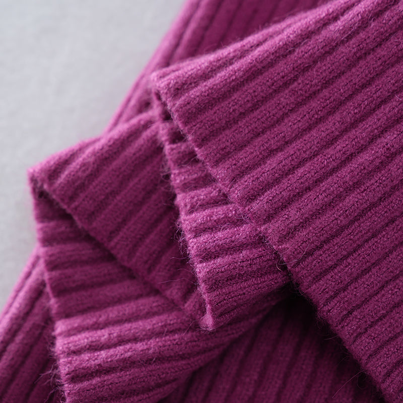 Großhandels-Pulloverkleid aus Rippstrick für Damen | Stehkragen | Figurbetont | Kundenspezifischer OEM/ODM | Herbst-Wintermode | 10+ Farben | S-3XL