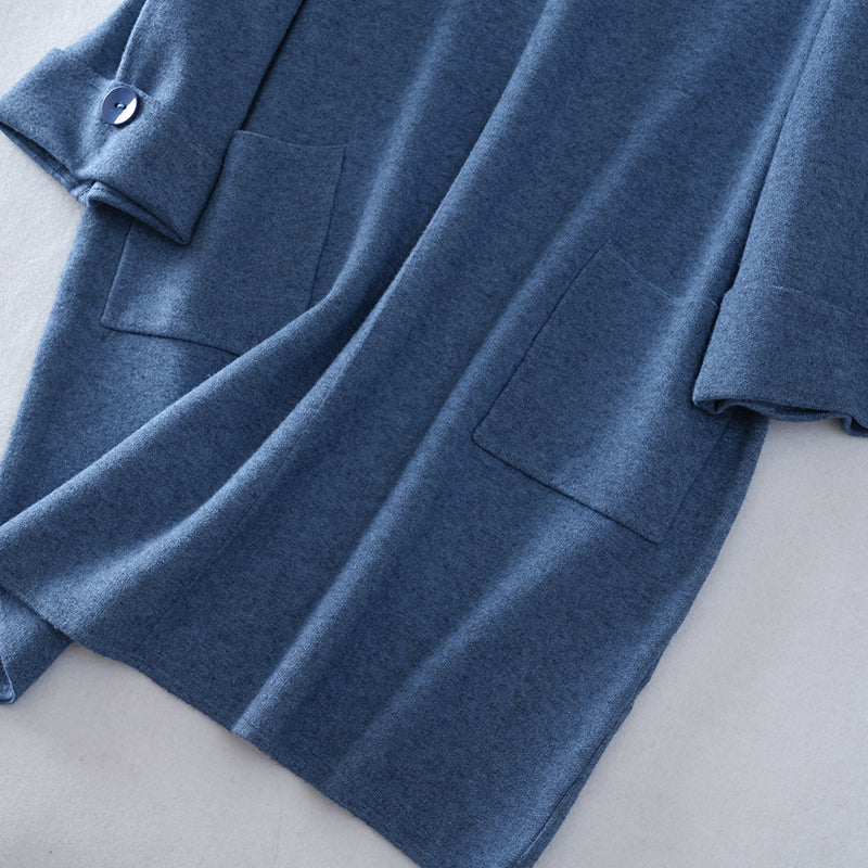 Vestido largo de punto con cuello alto al por mayor: jersey holgado y cálido con bolsillos | Colección de invierno para mujer
