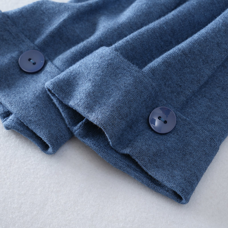Vestido largo de punto con cuello alto al por mayor: jersey holgado y cálido con bolsillos | Colección de invierno para mujer