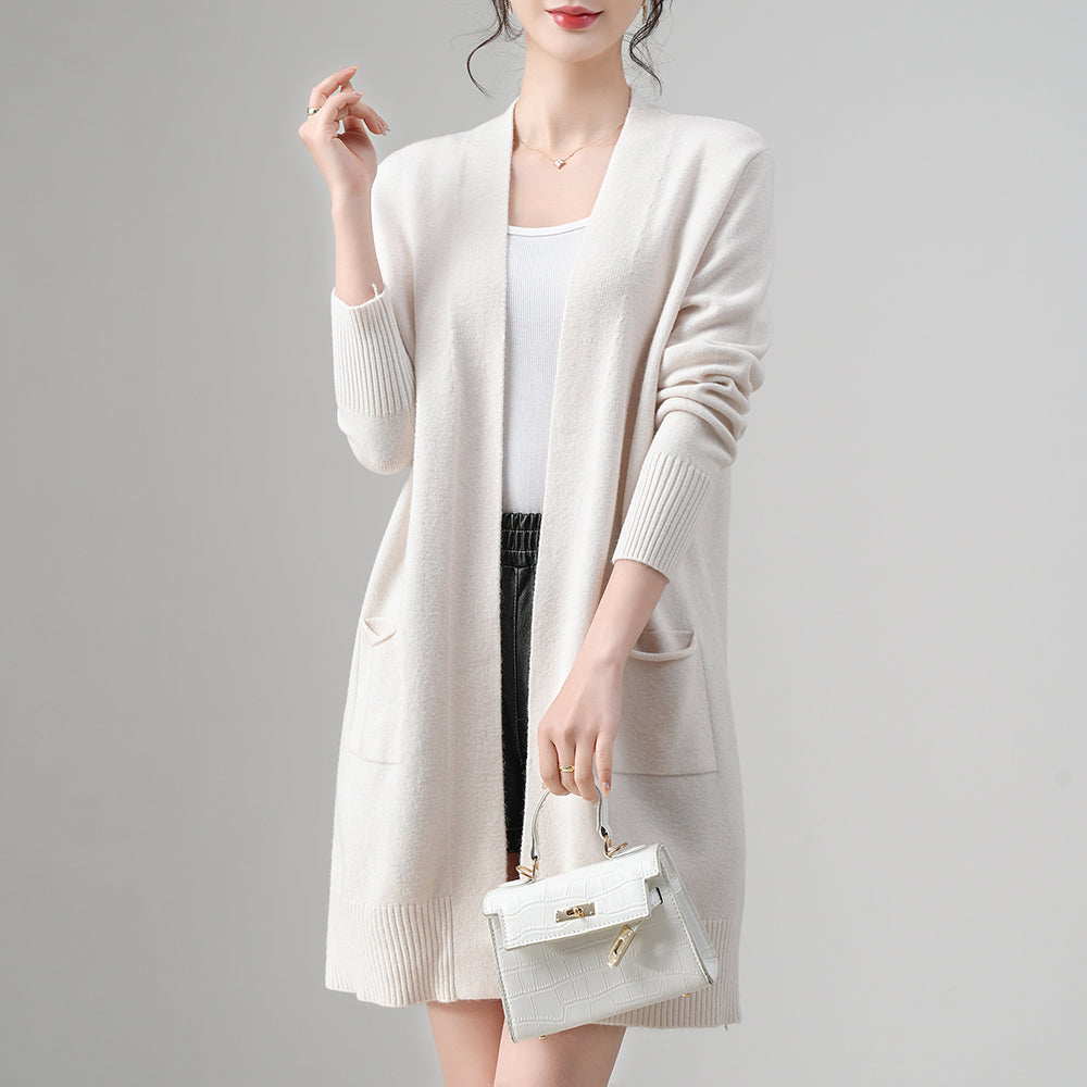 Maßgefertigter langer Strickcardigan für Damen – Direkt ab Werk | Eleganter Oversize-Pullovermantel