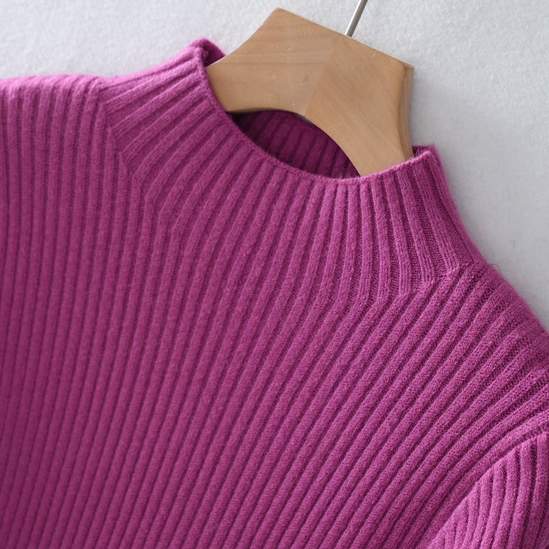 Vestido de punto acanalado para mujer al por mayor | Cuello alto | Ajustado al cuerpo | Personalizado OEM/ODM | Moda otoño-invierno | Más de 10 colores | Tallas S-3XL
