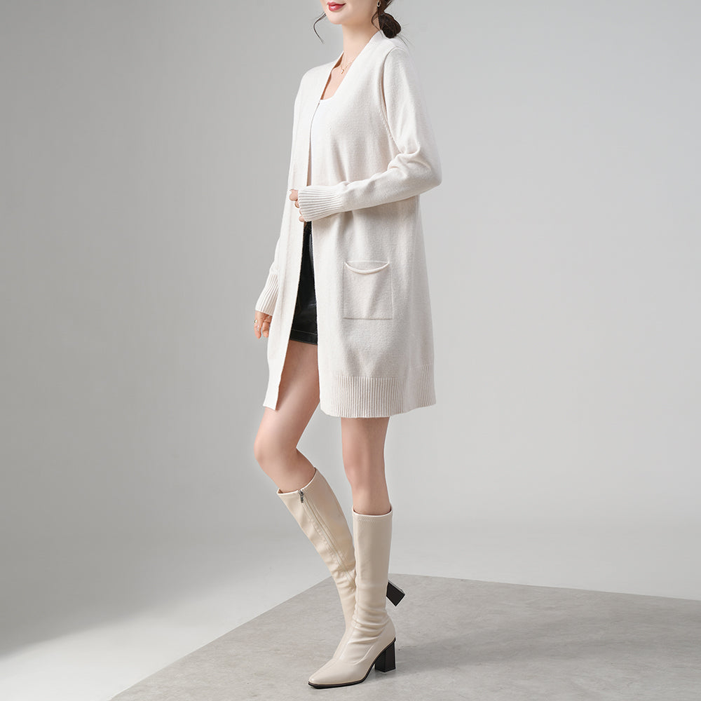 Cárdigan largo de punto personalizado para mujer – Directo de fábrica | Elegante abrigo tipo suéter extragrande