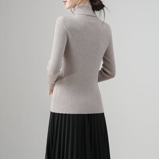 Suéter de cuello alto para mujer | Top de punto acanalado de corte entallado | Jersey básico | Venta directa de fábrica