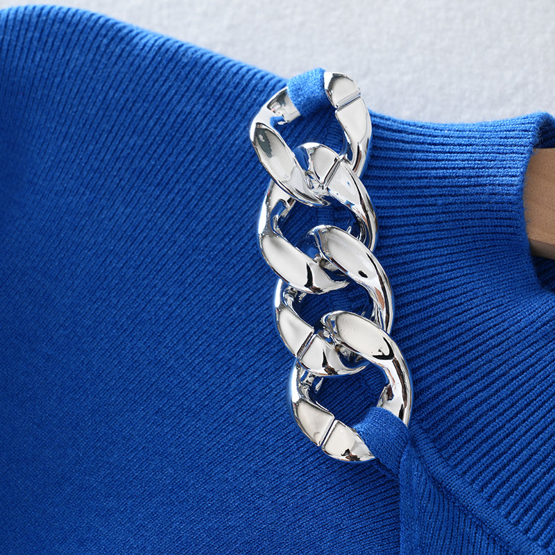 Wholesale Women's Knit Sweater – Puff Sleeve Chain Detail Keyhole Top | Fall Winter Fashion