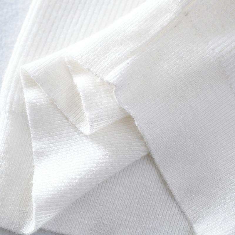 Suéter acanalado de manga corta y cuello redondo para mujer, personalizado, tejido de punto suave al tacto, para pedidos al por mayor | OEM ODM disponible