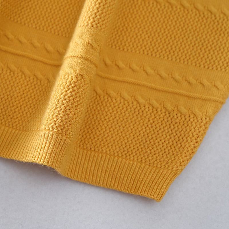 Loose Casual Round Neck Women’s Knit Sweater with Yellow – Fashion Wholesale for Brands | Customizable Design