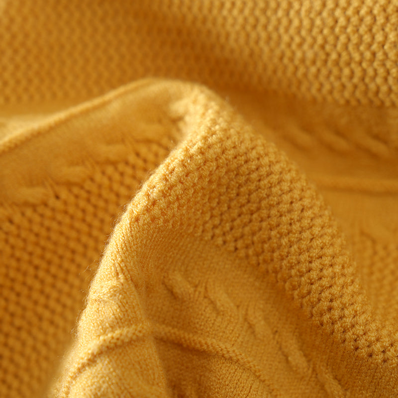 Loose Casual Round Neck Women’s Knit Sweater with Yellow – Fashion Wholesale for Brands | Customizable Design